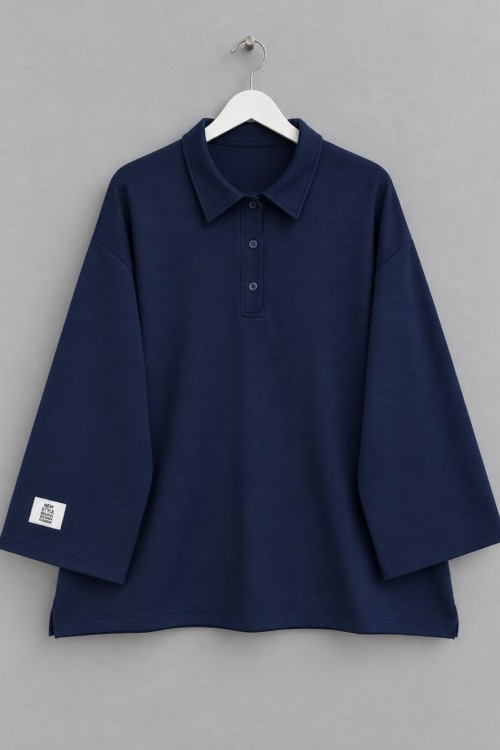 Yakalı Oysho Oversize Sweatshirt Lacivert