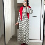 Çizgili Şal Detaylı Oysho Elbise Siyah