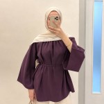 Hakim Yaka Oversize Tensel Bluz Bordo