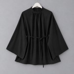 Hakim Yaka Oversize Tensel Bluz Siyah