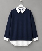 Gömlek Garnili Sweatshirt Lacivert
