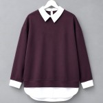 Gömlek Garnili Sweatshirt Mürdüm