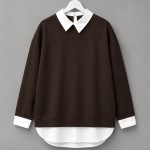 Gömlek Garnili Sweatshirt Kahverengi