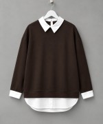 Gömlek Garnili Sweatshirt Kahverengi