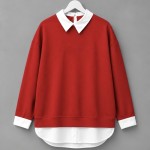 Gömlek Garnili Sweatshirt Kırmızı