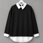 Gömlek Garnili Sweatshirt Siyah