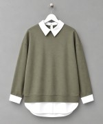 Gömlek Garnili Sweatshirt Yeşil