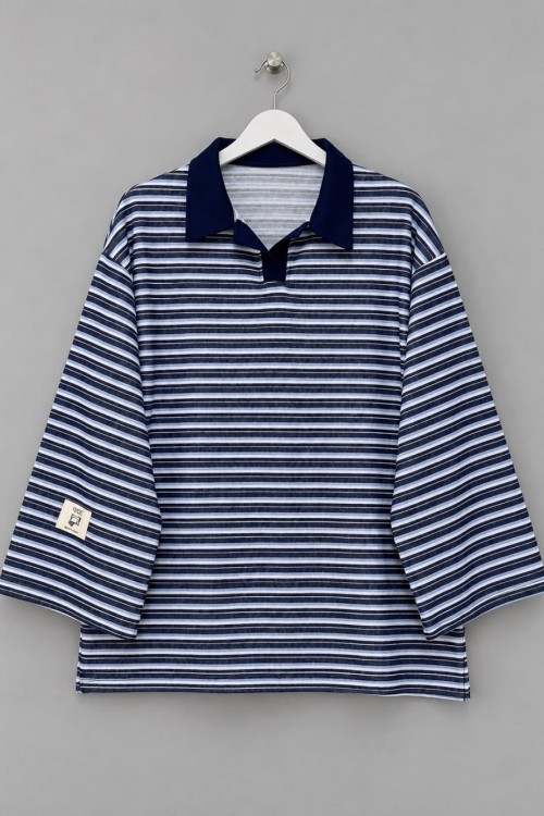 Selanik Çizgili Sweatshirt Lacivert