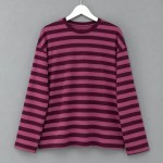 Çizgili Sweatshirt Mürdüm