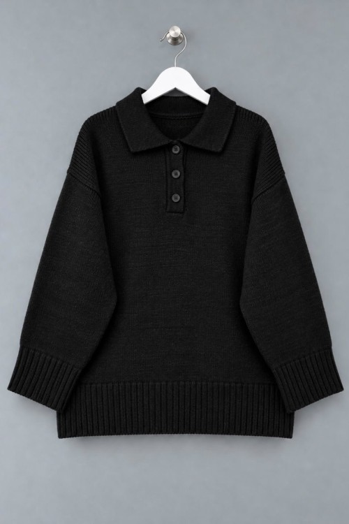 Polo Yaka Pinterest Kazak Siyah