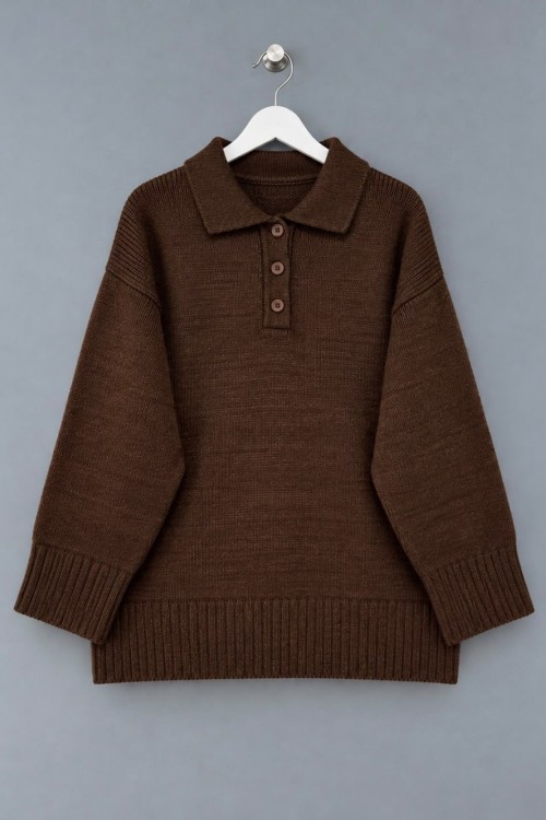 Polo Yaka Pinterest Kazak Kahverengi