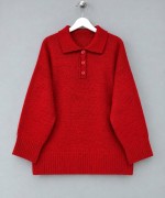 Polo Yaka Pinterest Kazak Kırmızı