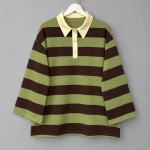 Renkli Yakalı Şeritli Sweatshirt Yeşil