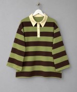 Renkli Yakalı Şeritli Sweatshirt Yeşil